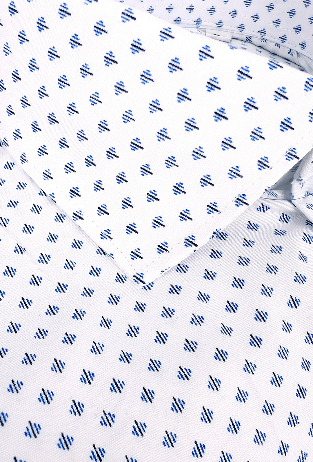 Camicia Uomo Manica lunga in cotone slim fit Fantasia - BIANCO/ AZZURRO