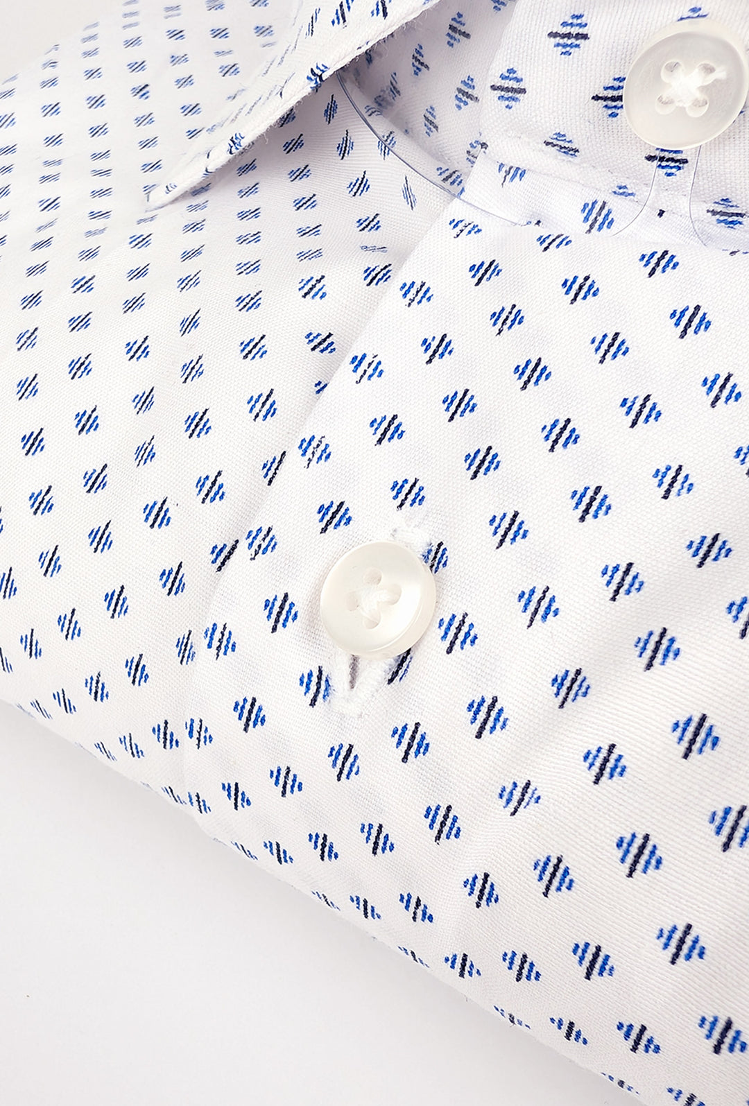 Camicia Uomo Manica lunga in cotone slim fit Fantasia - BIANCO/ AZZURRO