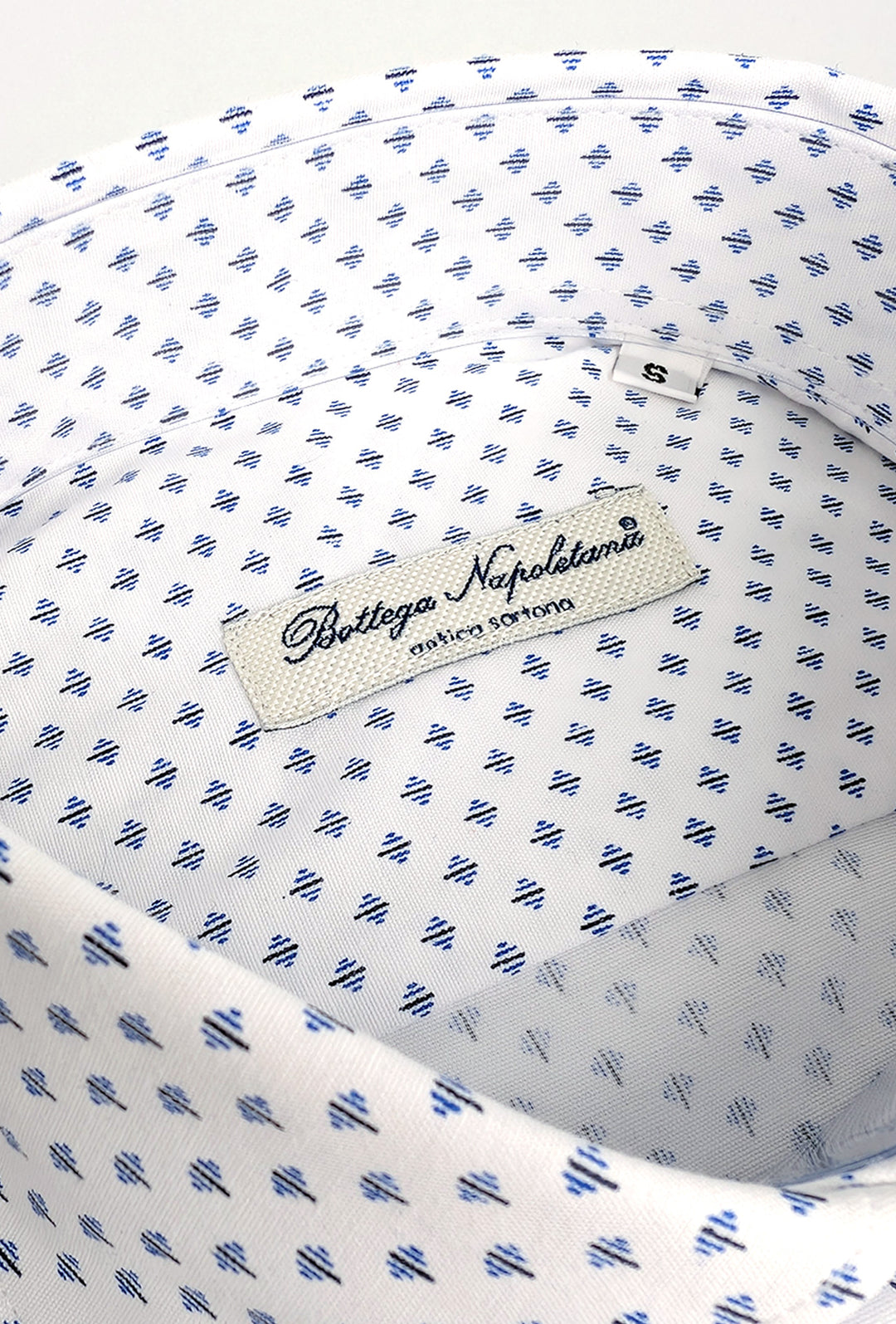 Camicia Uomo Manica lunga in cotone slim fit Fantasia - BIANCO/ AZZURRO