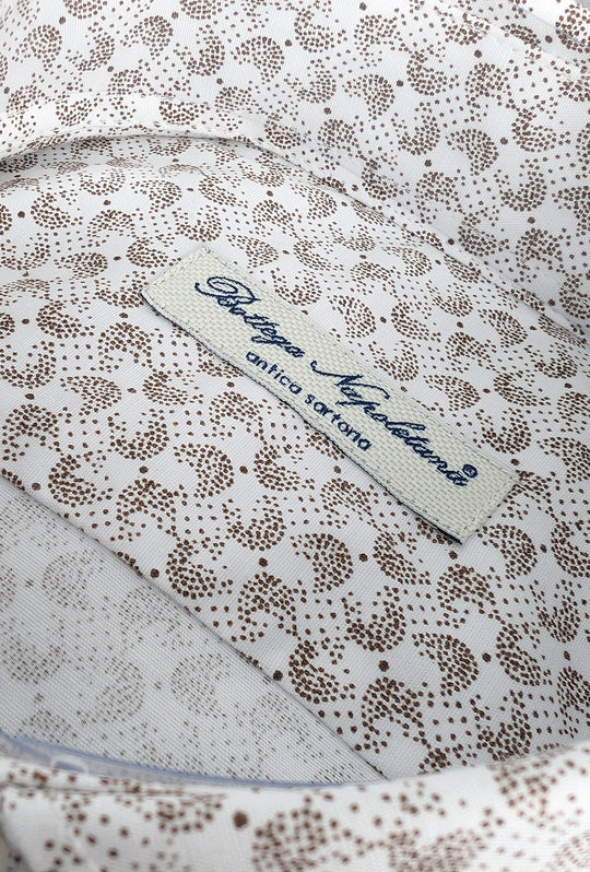 Camicia Uomo Manica lunga in cotone slim fit Fantasia - BEIGE/ BIANCO