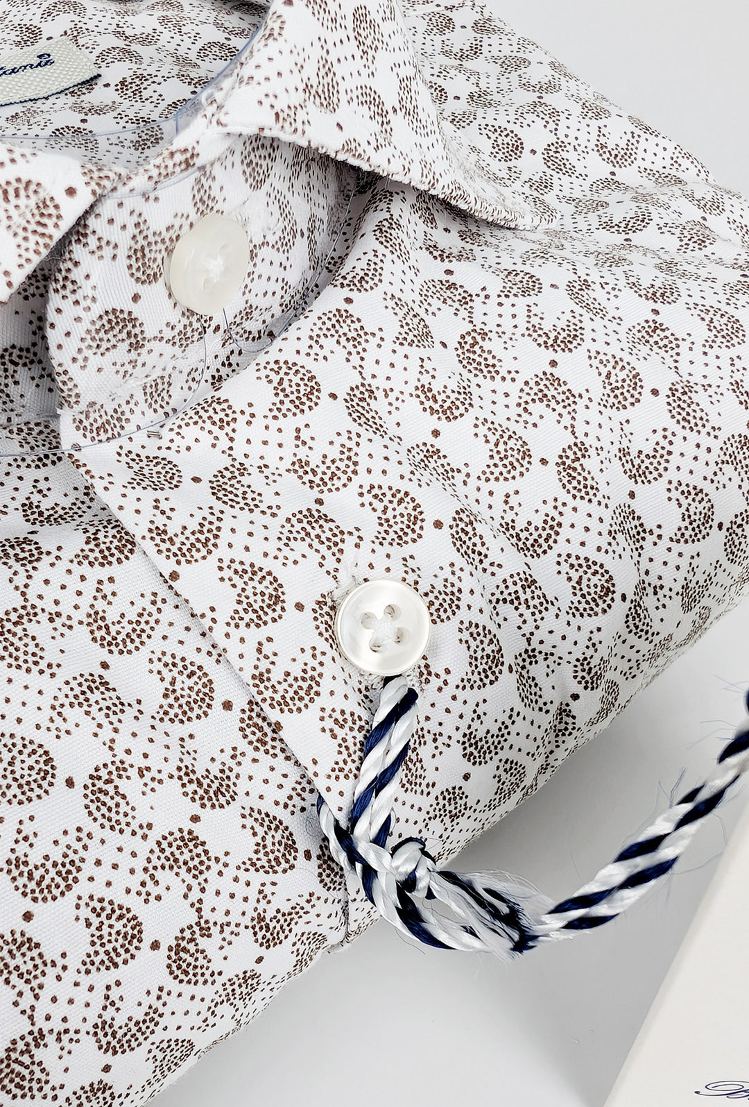 Camicia Uomo Manica lunga in cotone slim fit Fantasia - BEIGE/ BIANCO