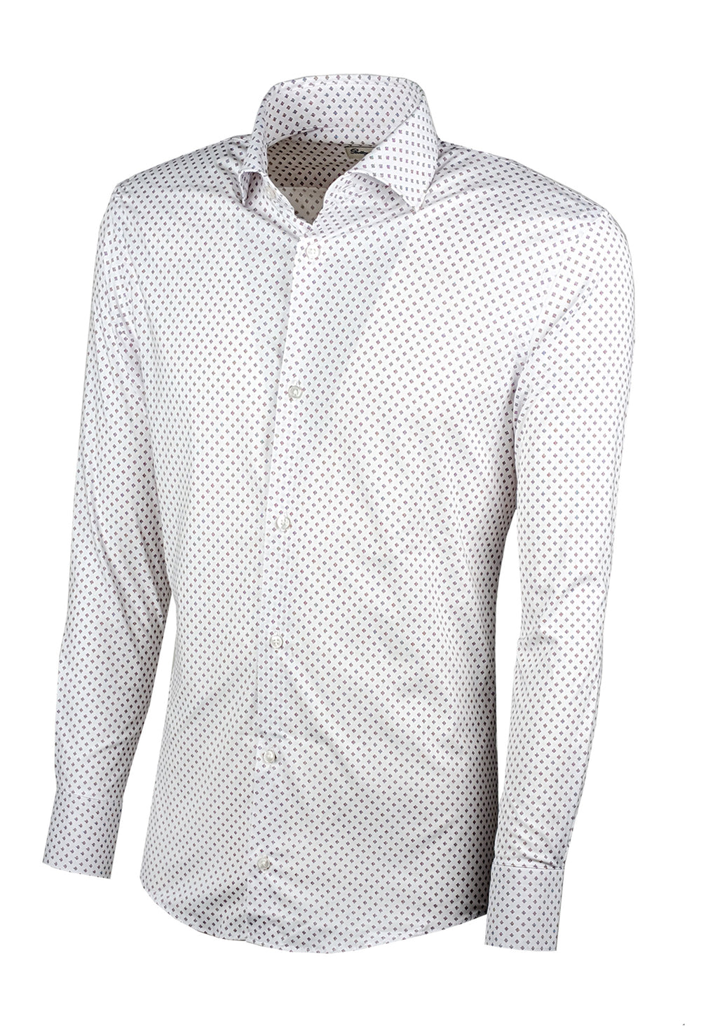 Camicia Uomo Manica lunga in cotone slim fit Fantasia - BIANCO/ BORDEAUX