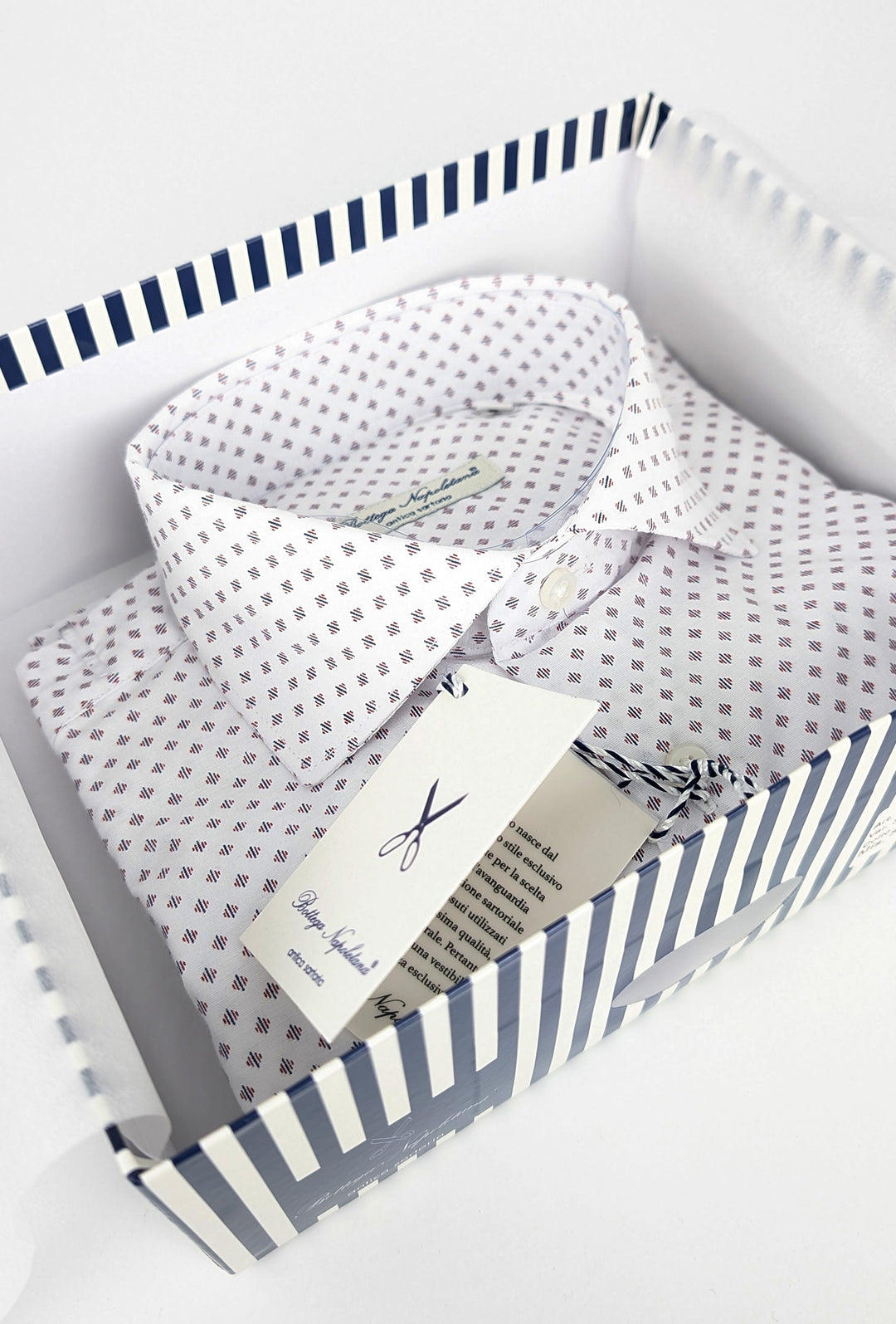 Camicia Uomo Manica lunga in cotone slim fit Fantasia - BIANCO/ BORDEAUX