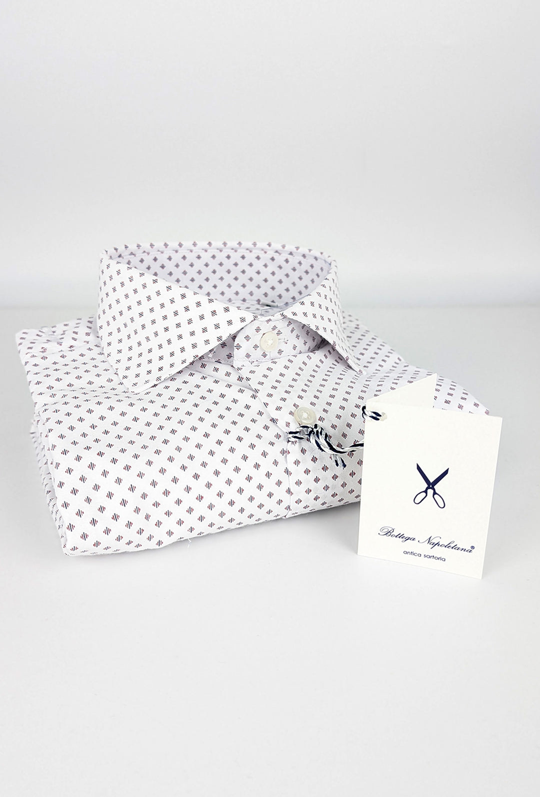 Camicia Uomo Manica lunga in cotone slim fit Fantasia - BIANCO/ BORDEAUX