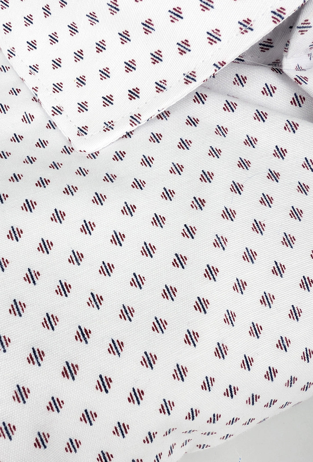 Camicia Uomo Manica lunga in cotone slim fit Fantasia - BIANCO/ BORDEAUX