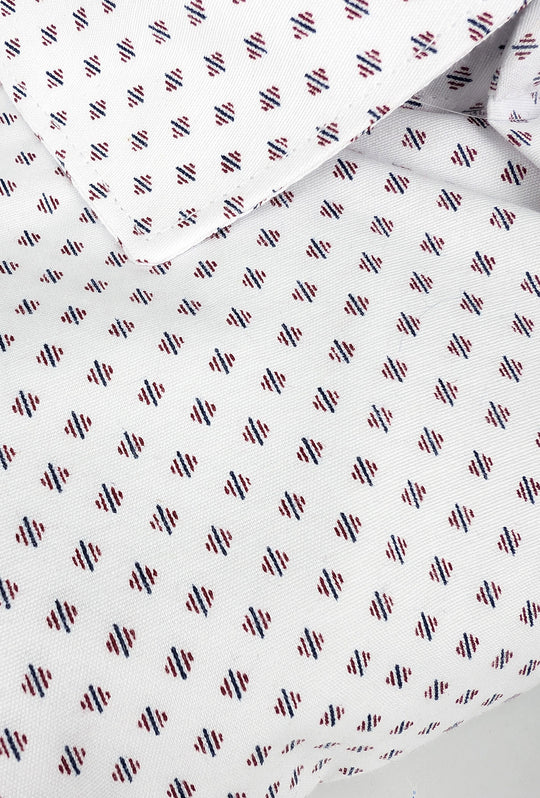 Camicia Uomo Manica lunga in cotone slim fit Fantasia - BIANCO/ BORDEAUX