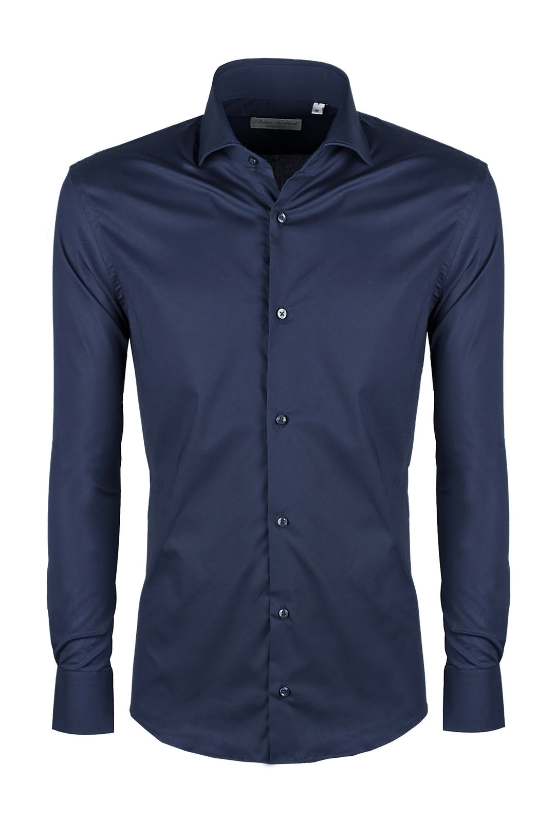 Camicia Uomo Manica lunga in cotone slim fit tinta Unita - BLU