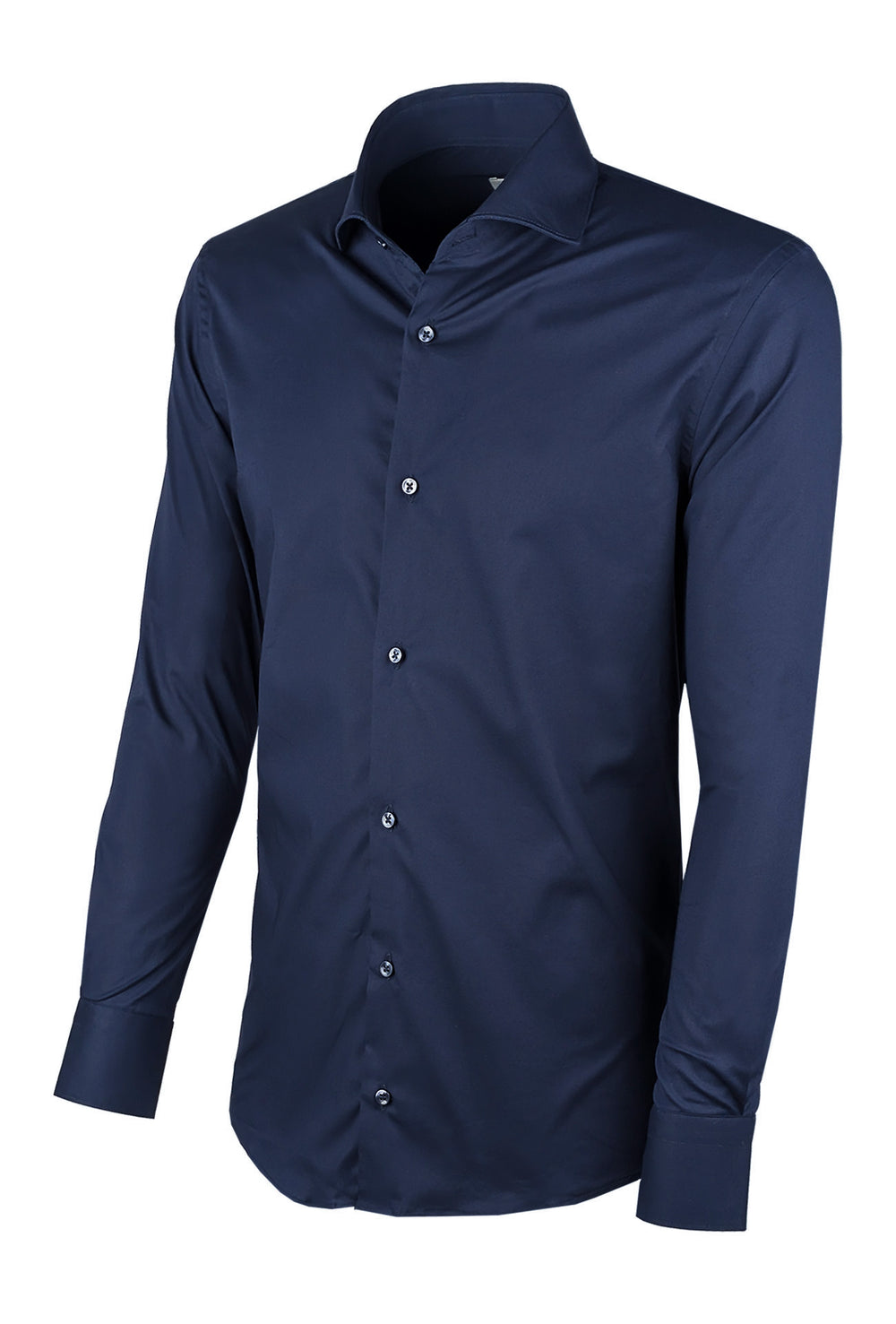 Camicia Uomo Manica lunga in cotone slim fit tinta Unita - BLU