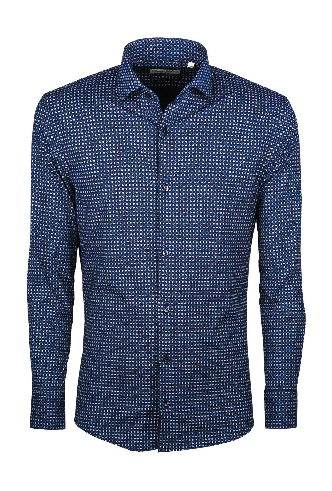 Camicia Uomo Manica lunga in cotone Fantasia geometrica - BLU