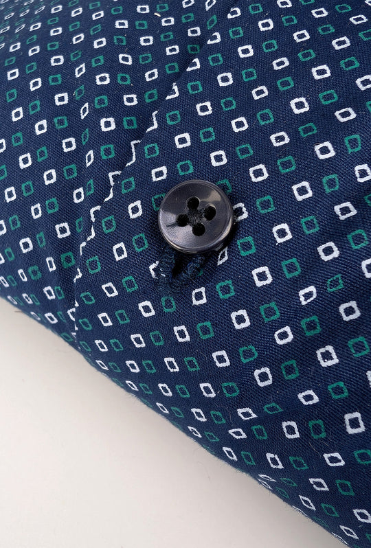 Camicia Uomo Manica lunga in cotone Fantasia geometrica - BLU