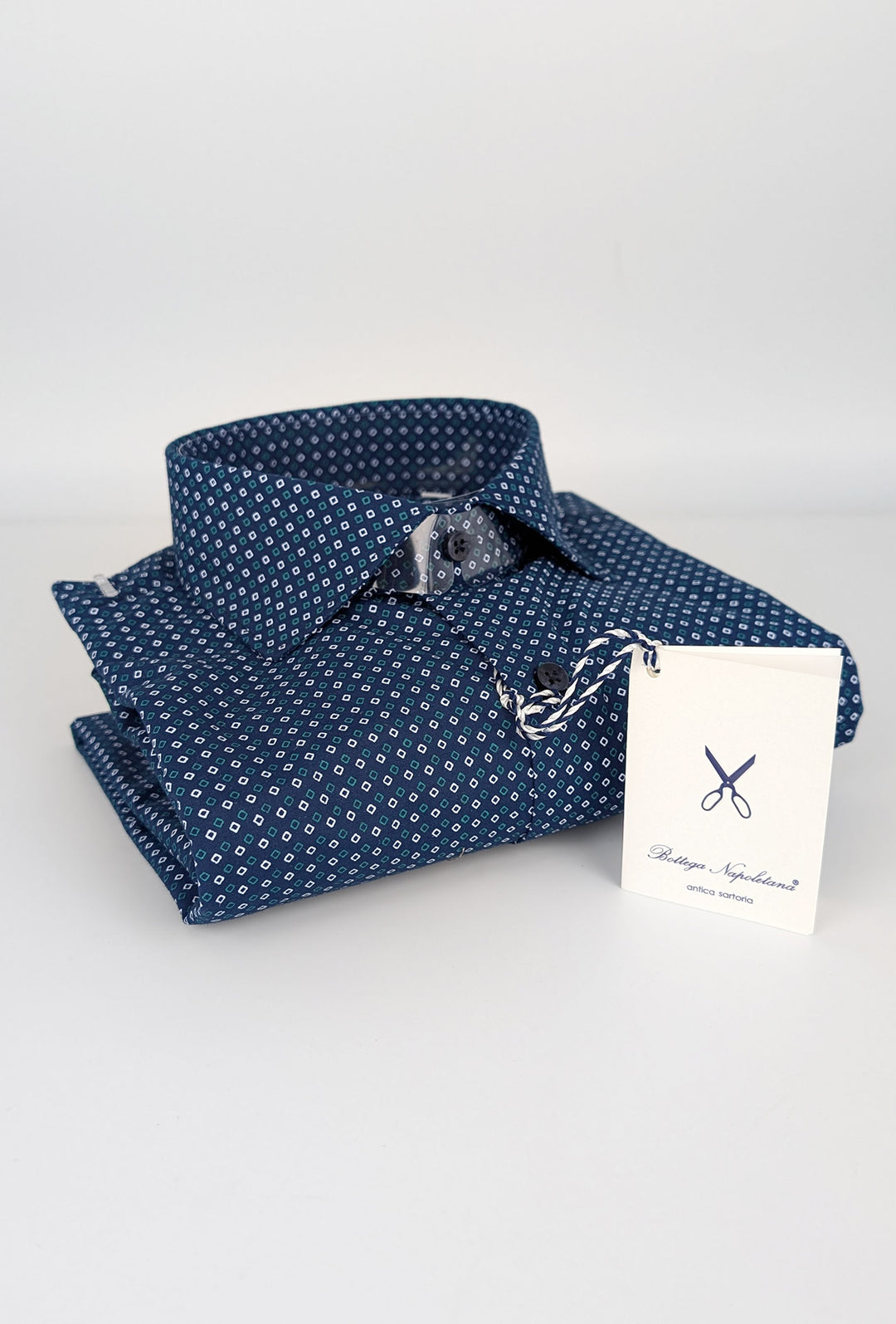 Camicia Uomo Manica lunga in cotone Fantasia geometrica - BLU