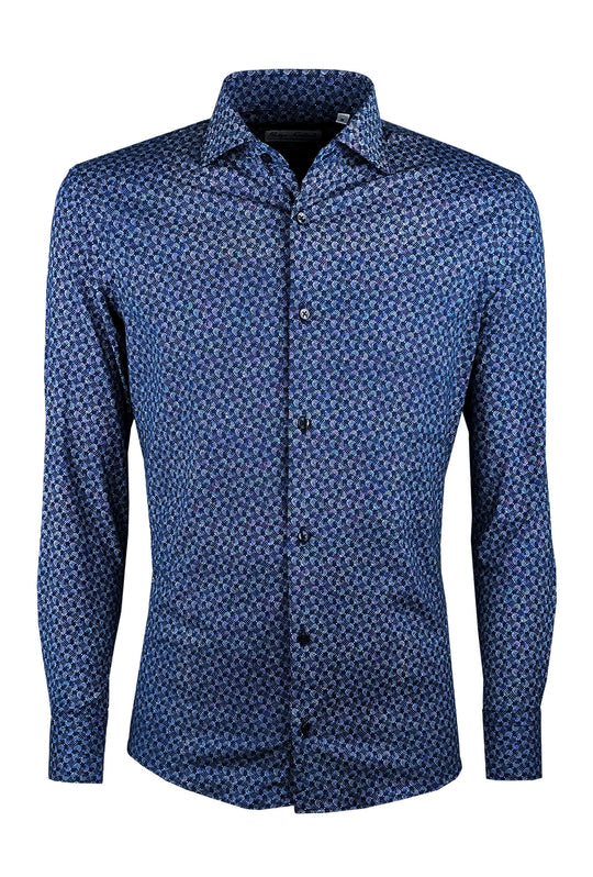 Camicia Uomo Manica lunga in cotone Fantasia - BLU