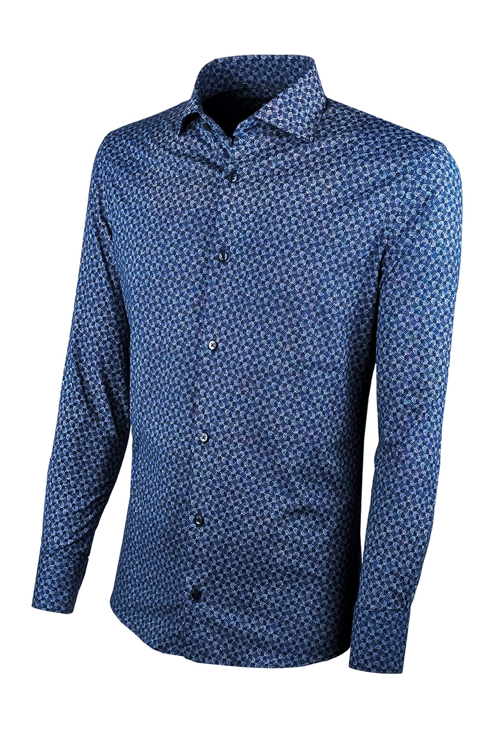 Camicia Uomo Manica lunga in cotone Fantasia - BLU