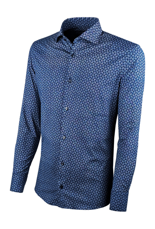 Camicia Uomo Manica lunga in cotone Fantasia - BLU