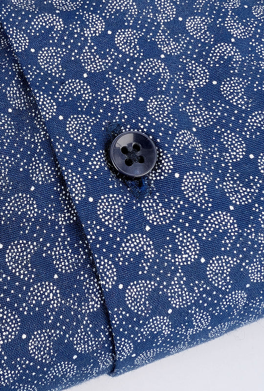 Camicia Uomo Manica lunga in cotone Fantasia - BLU