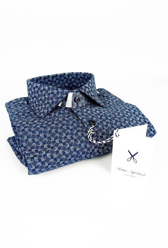 Camicia Uomo Manica lunga in cotone Fantasia - BLU
