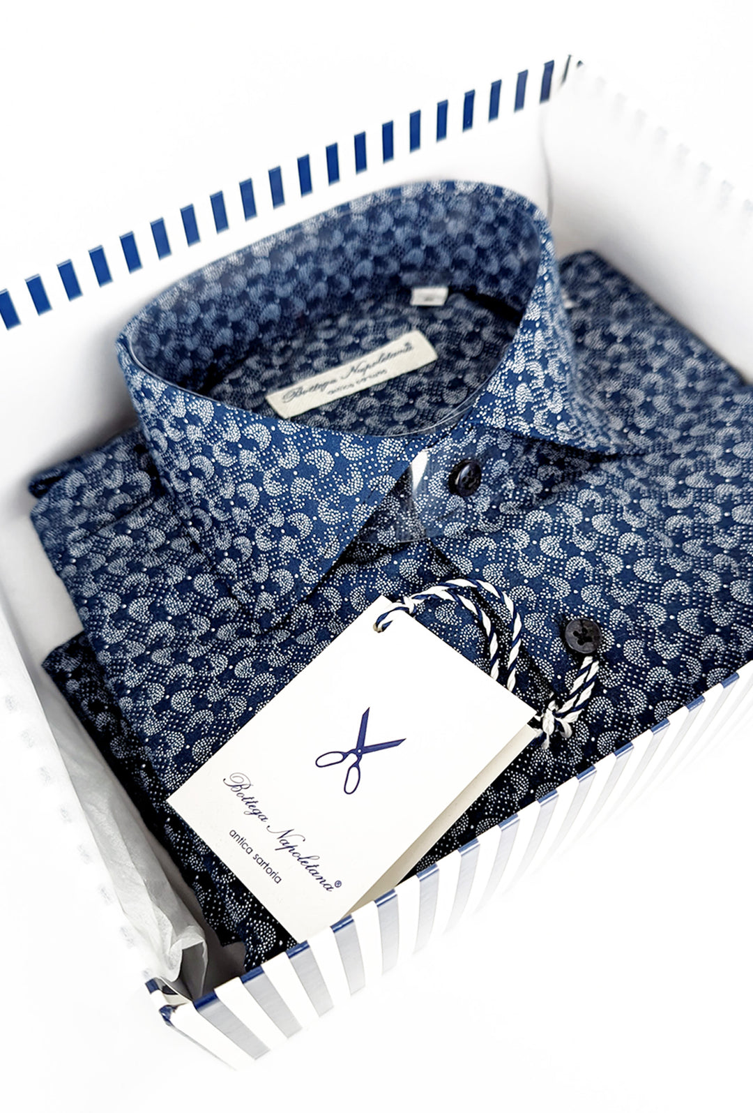 Camicia Uomo Manica lunga in cotone Fantasia - BLU