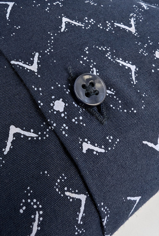 Camicia Uomo Manica lunga in cotone slim fit Fantasia - BLU