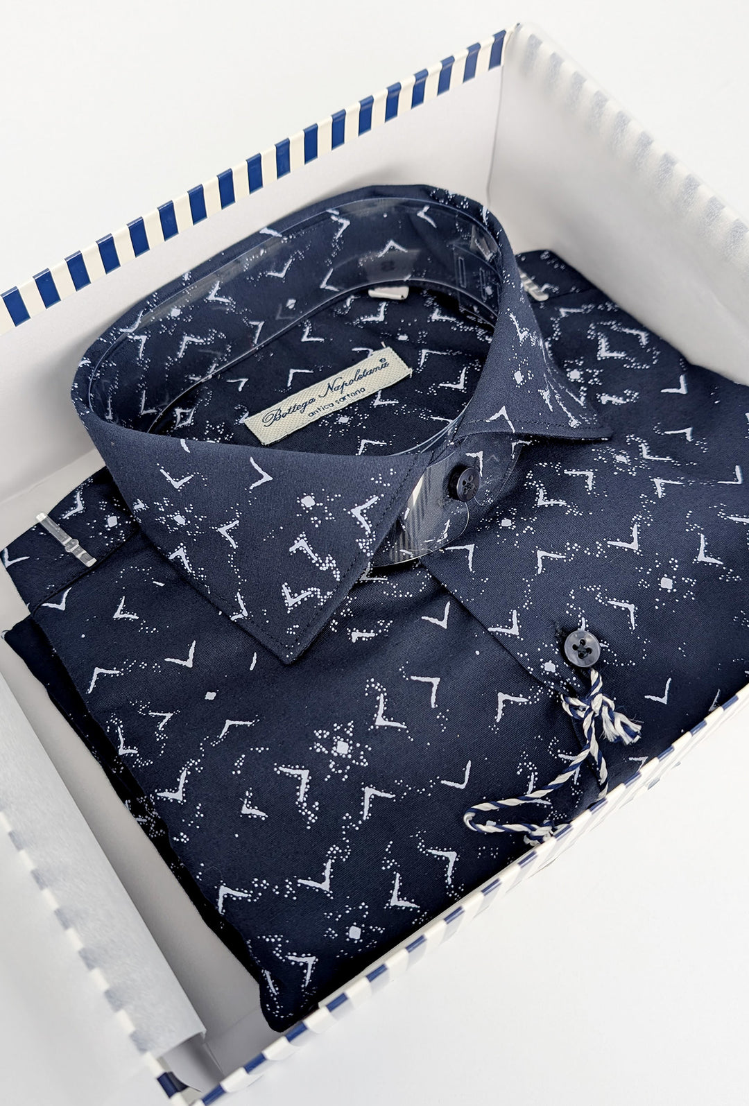 Camicia Uomo Manica lunga in cotone slim fit Fantasia - BLU