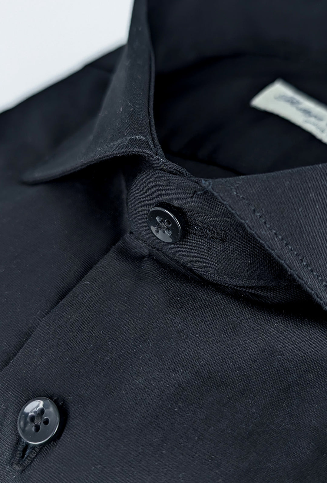 Camicia Uomo Manica lunga in cotone slim fit tinta Unita - NERO