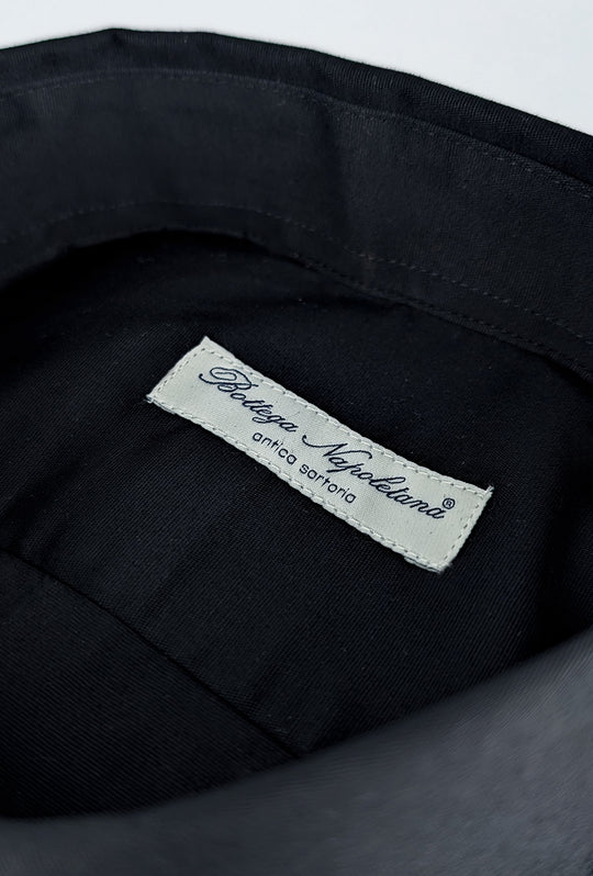 Camicia Uomo Manica lunga in cotone slim fit tinta Unita - NERO