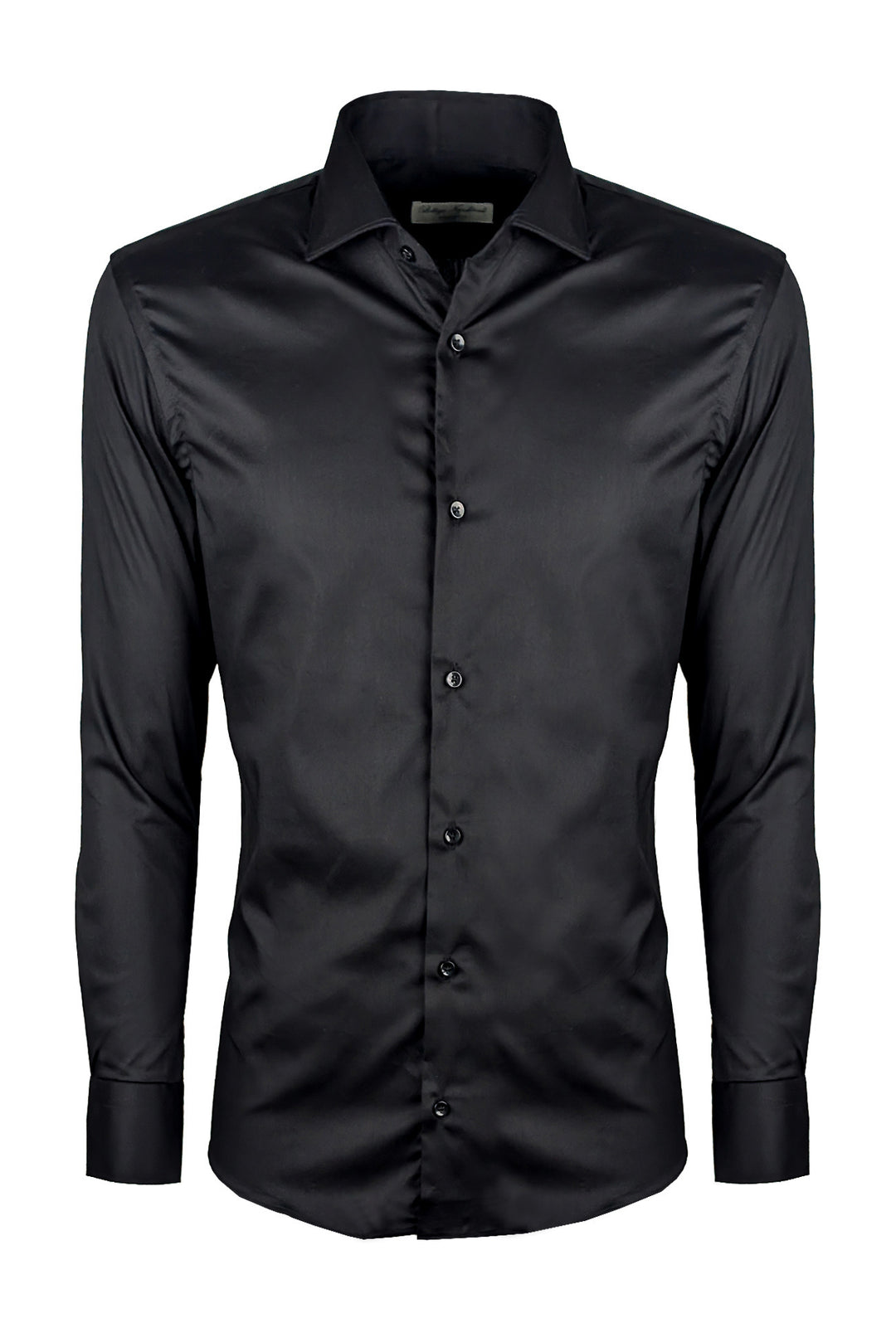 Camicia Uomo Manica lunga in cotone slim fit tinta Unita - NERO