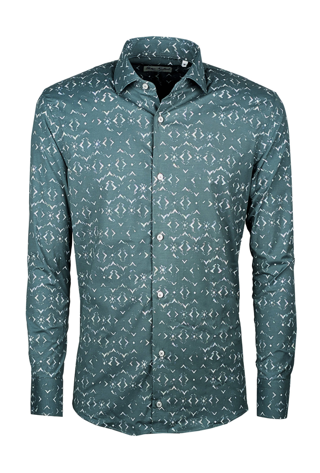 Camicia Uomo Manica lunga in cotone slim fit Fantasia - VERDE