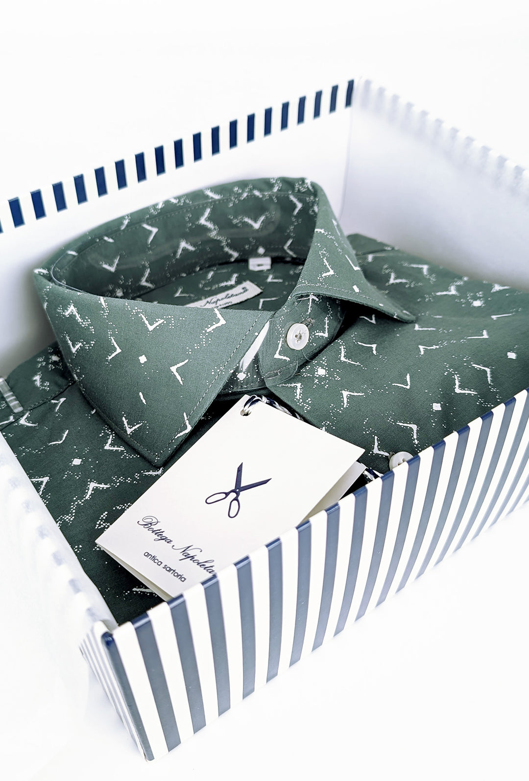 Camicia Uomo Manica lunga in cotone slim fit Fantasia - VERDE