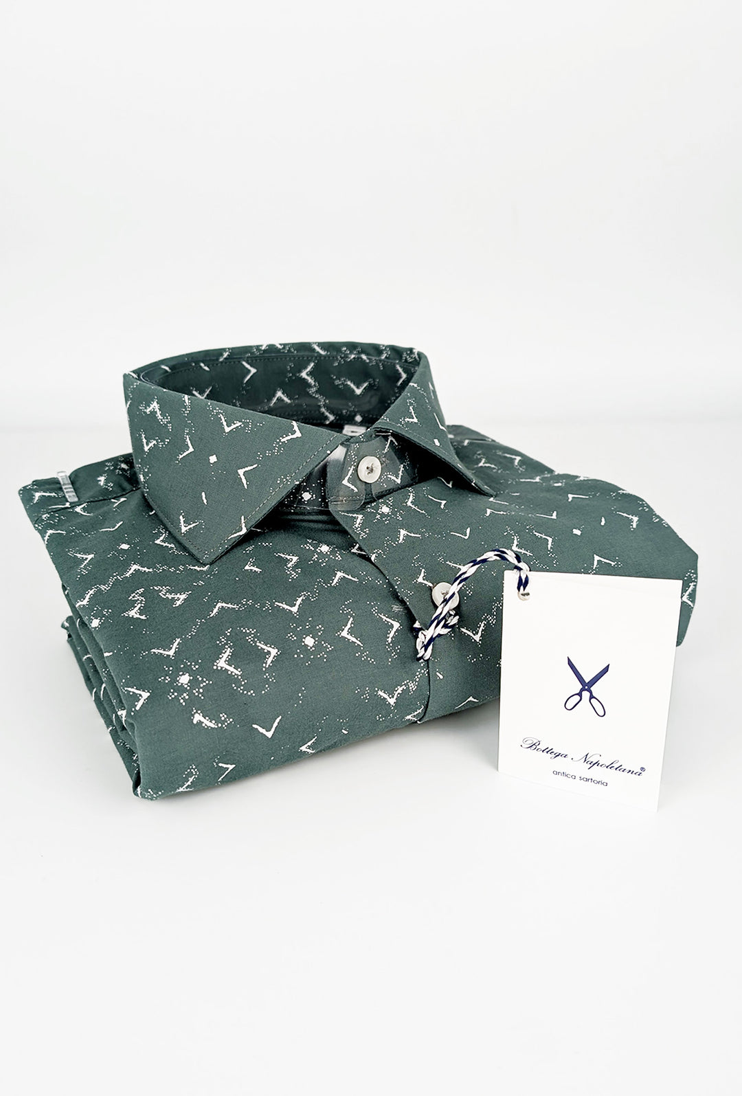 Camicia Uomo Manica lunga in cotone slim fit Fantasia - VERDE