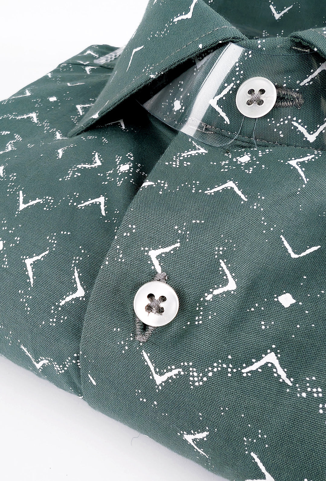 Camicia Uomo Manica lunga in cotone slim fit Fantasia - VERDE