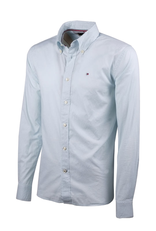 Camicia uomo Tommy Hilfiger button down Slim fit Cotone -  CELESTE