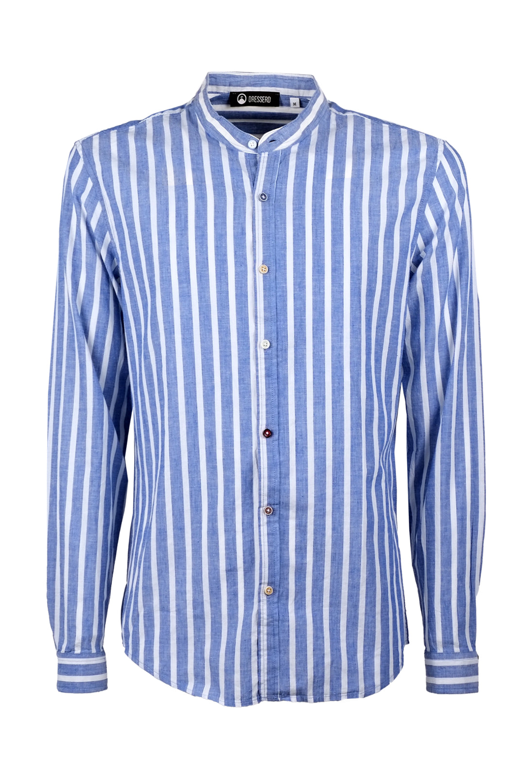 Camicia Uomo Manica lunga di Lino Collo coreano Camicie Dresserd - BLU