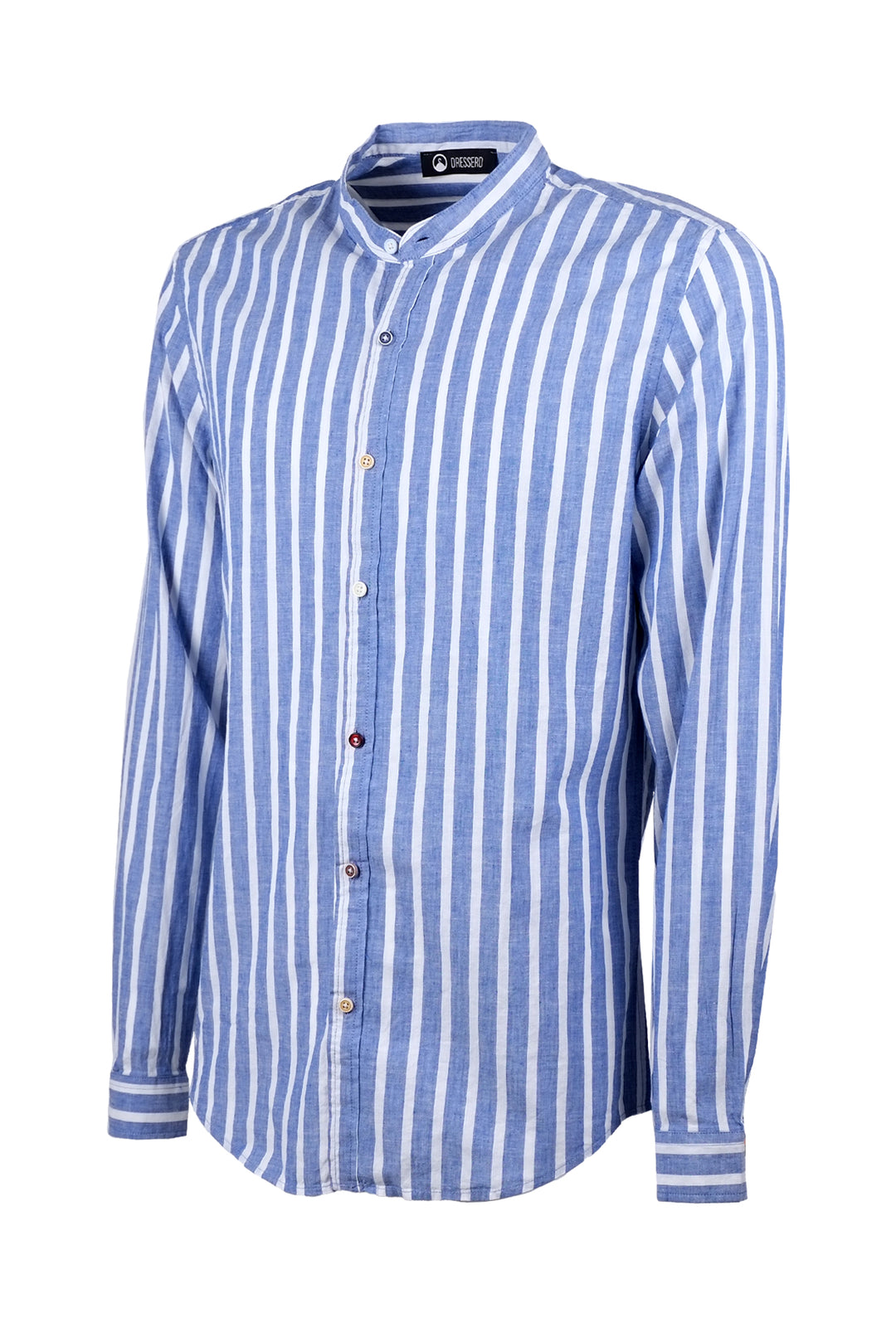 Camicia Uomo Manica lunga di Lino Collo coreano Camicie Dresserd - BLU