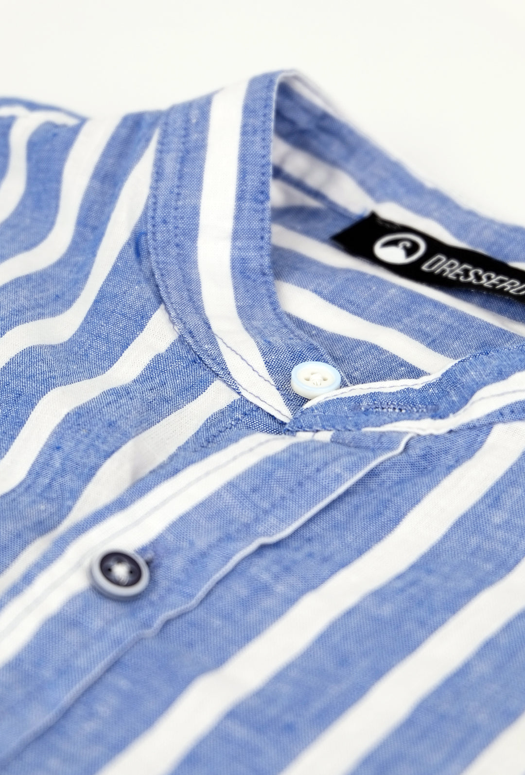 Camicia Uomo Manica lunga di Lino Collo coreano Camicie Dresserd - BLU