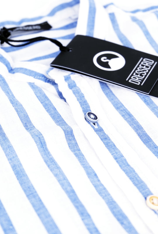 Camicia Uomo Manica lunga di Lino Collo coreano Camicie Dresserd - BIANCO