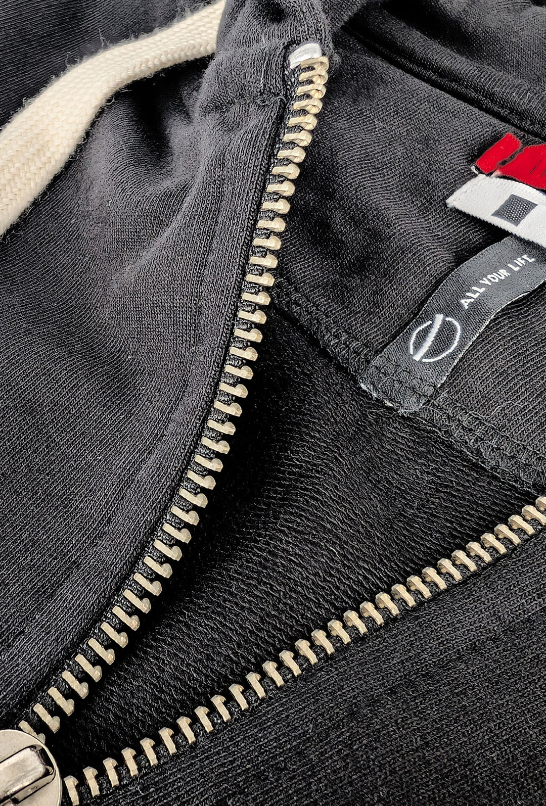 Felpa Uomo aperta con zip e cappuccio 100% Cotone - NERO