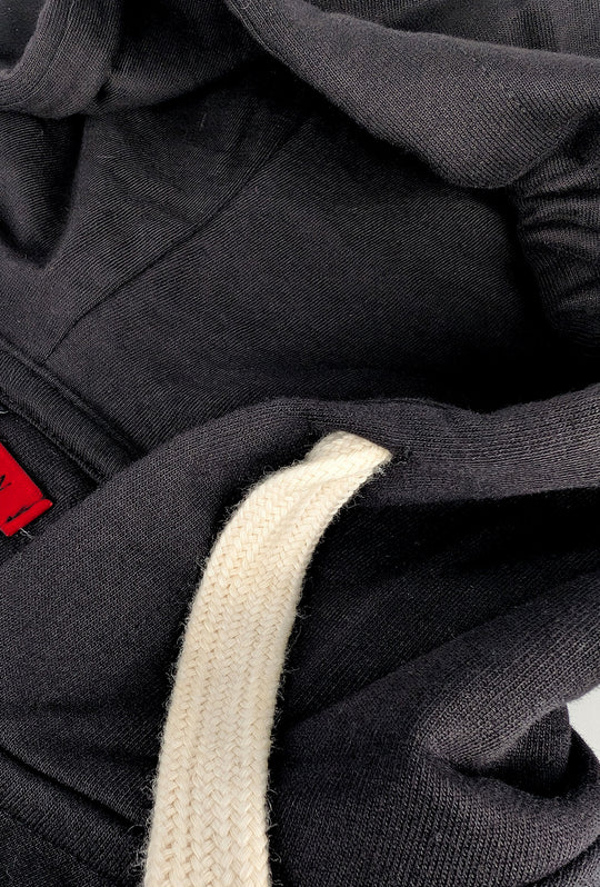 Felpa Uomo aperta con zip e cappuccio 100% Cotone - NERO