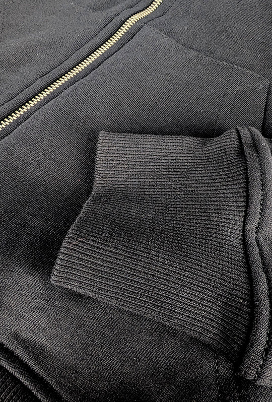 Felpa Uomo aperta con zip e cappuccio 100% Cotone - NERO