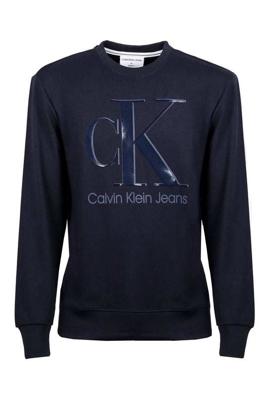 Felpa uomo CALVIN KLEIN girocollo logo grande - BLU