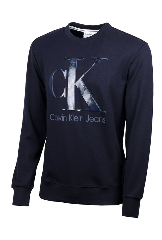 Felpa uomo CALVIN KLEIN girocollo logo grande - BLU