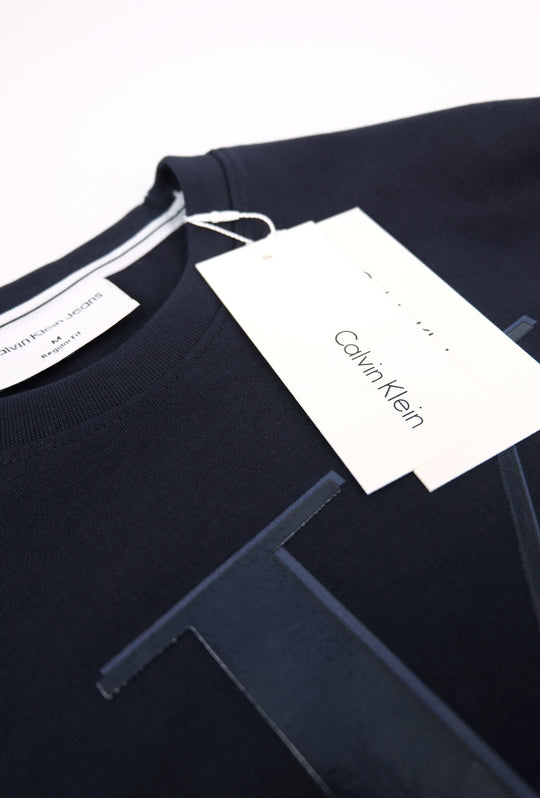 Felpa uomo CALVIN KLEIN girocollo logo grande - BLU