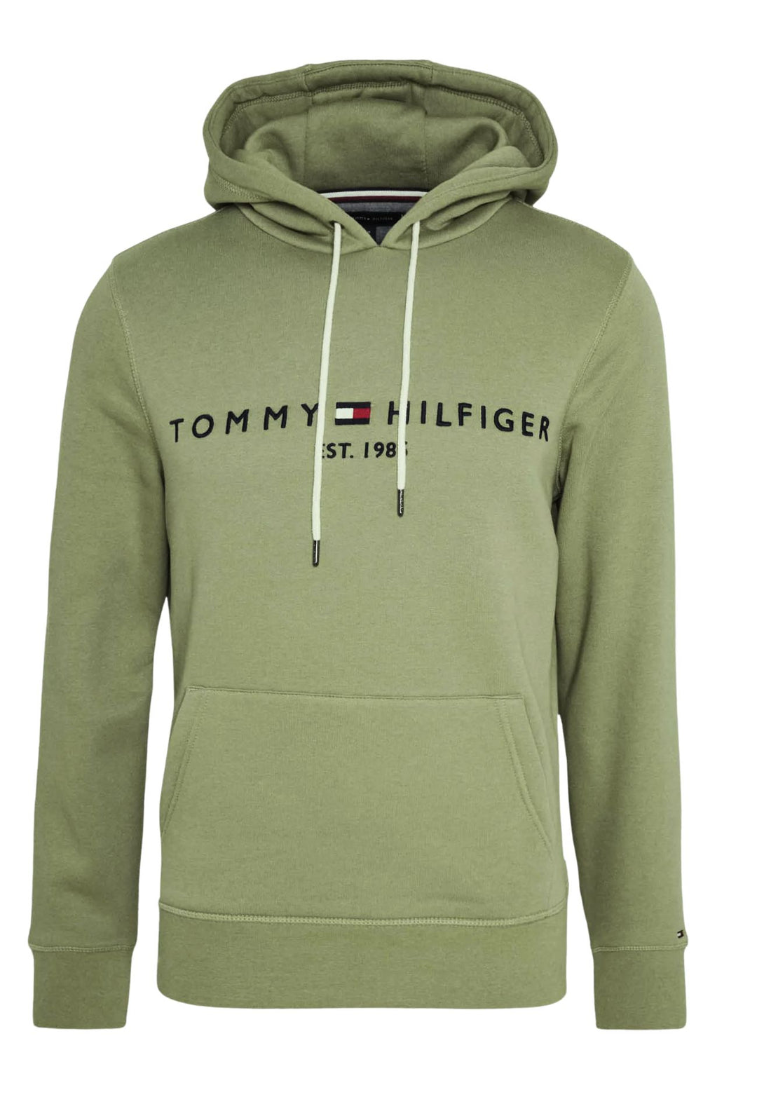 Felpa uomo Tommy Hilfiger Flex con cappuccio e logo Regular fit invernale - VERDE CHIARO