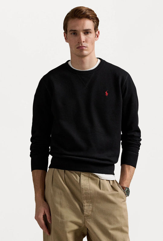 Felpa uomo Girocollo Ralph Lauren misto cotone felpata - NERO