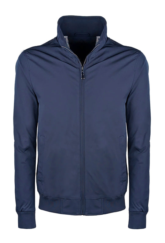 Giubbotto Uomo Bomber Leggero con balza e polsini in cotone - BLU