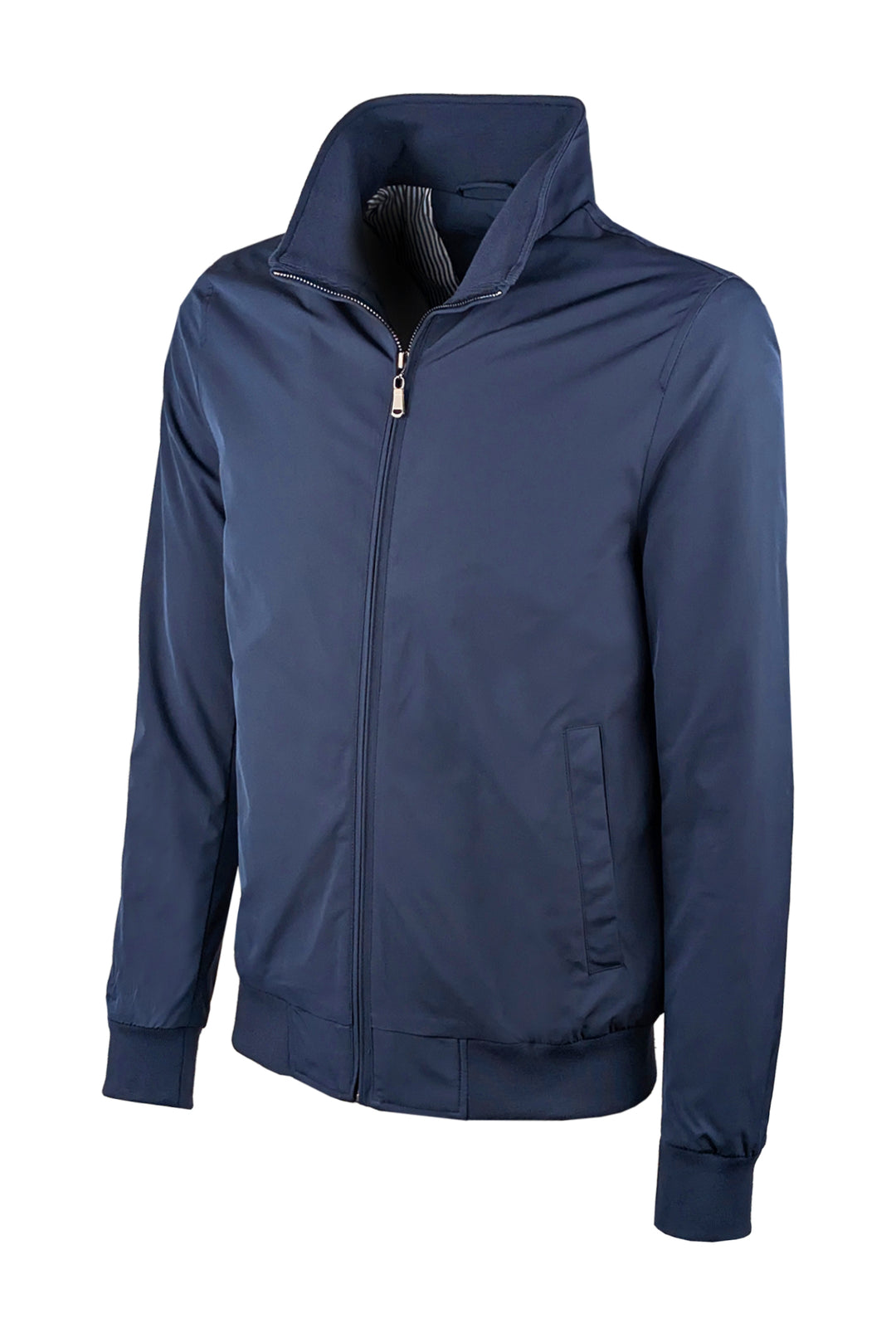 Giubbotto Uomo Bomber Leggero con balza e polsini in cotone - BLU