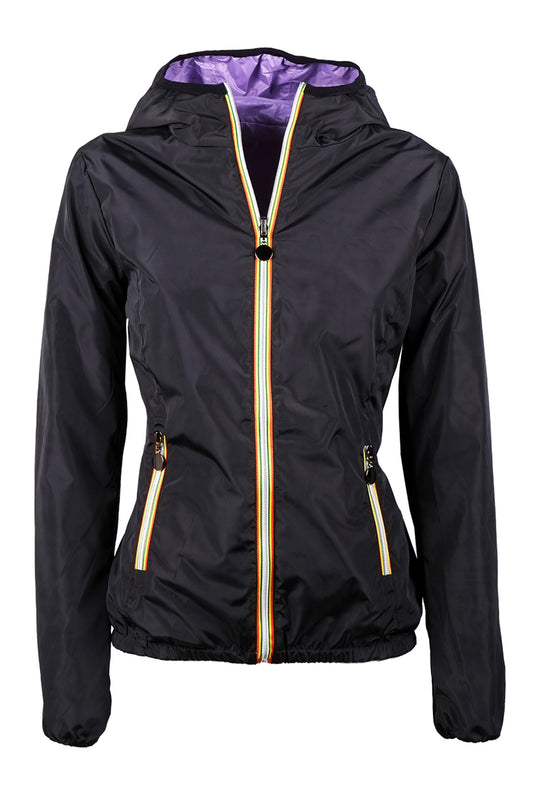 Giubbotto donna double face leggero con cappuccio - NERO / VIOLA