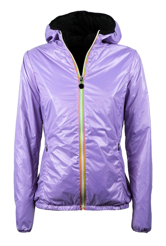 Giubbotto donna double face leggero con cappuccio - NERO / VIOLA