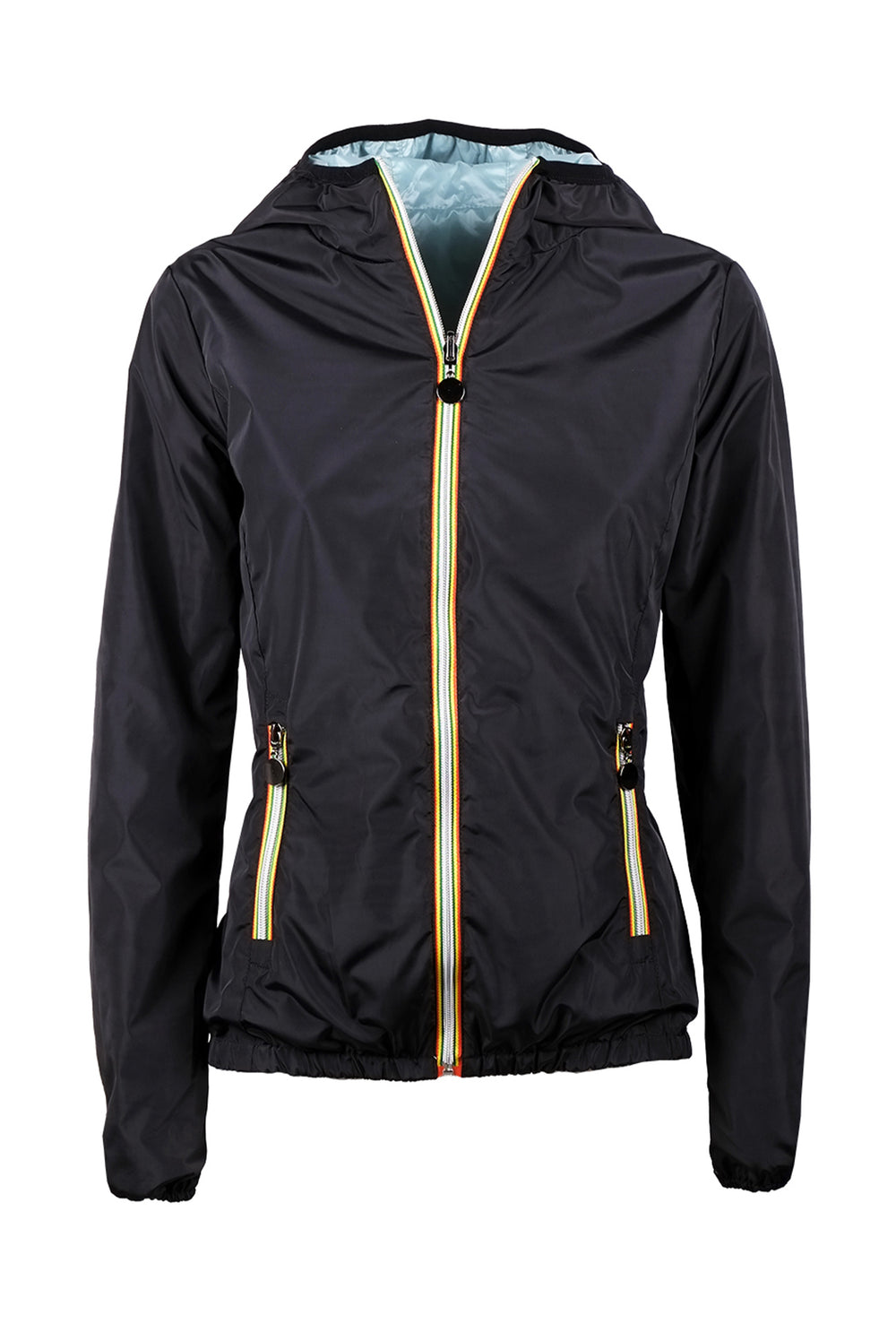 Giubbotto donna double face leggero con cappuccio - NERO / PETROLIO