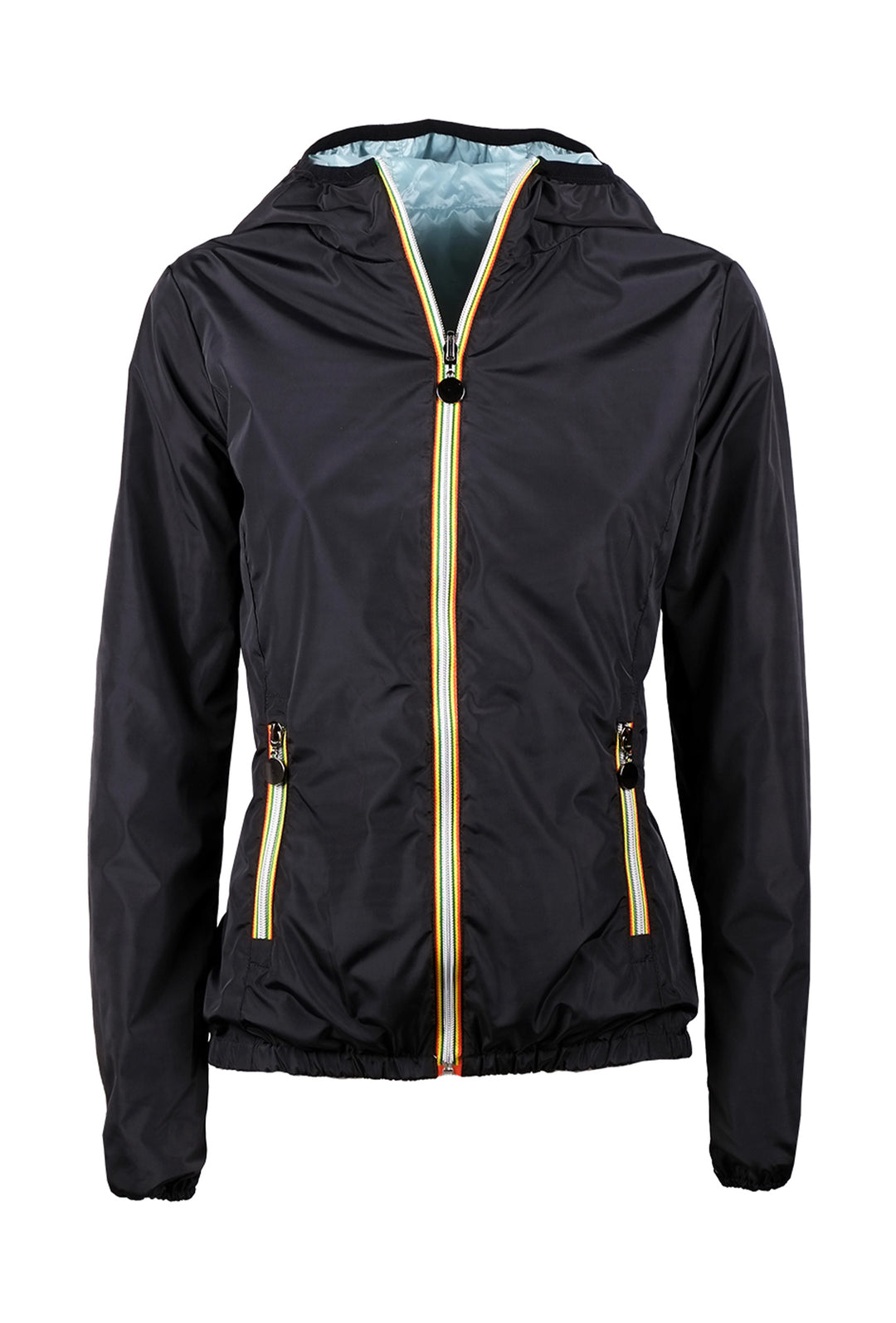 Giubbotto donna double face leggero con cappuccio - NERO / PETROLIO