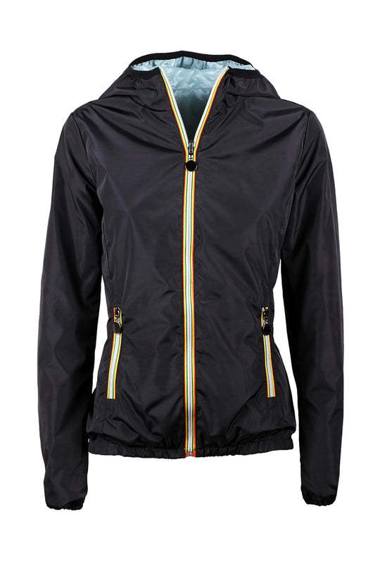 Giubbotto donna double face leggero con cappuccio - NERO / PETROLIO